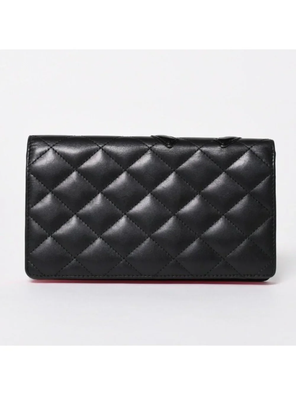 Chanel Cambon Line Wallet CC Logo Patch Calfskin Black Pink Silver
